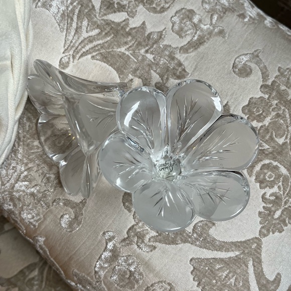 Etched crystal glass taper candle holders from France - Picture 2 of 5